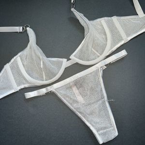 NWT Victoria's Secret unlined 32D BRA SET XS defect itsy panty SILVER gray Chain